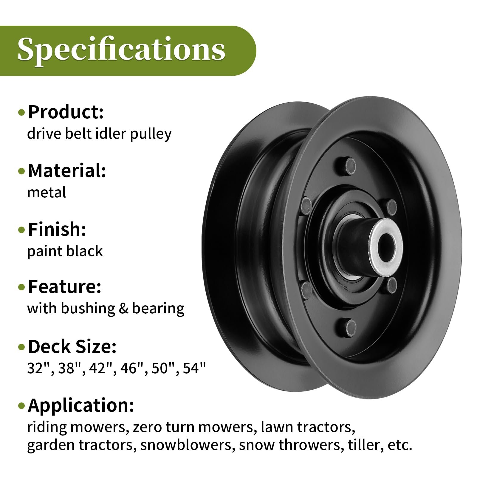 106-2175 Idler Pulley Replacement 132-9420, Flat Idler Pulley Compatible with Toro Timecutter SS5000 SS4235 MX5060 42 50 inch Deck Zero Turn Riding Mower, Replaces Ro tary 12901, 3 Pack - Image 2