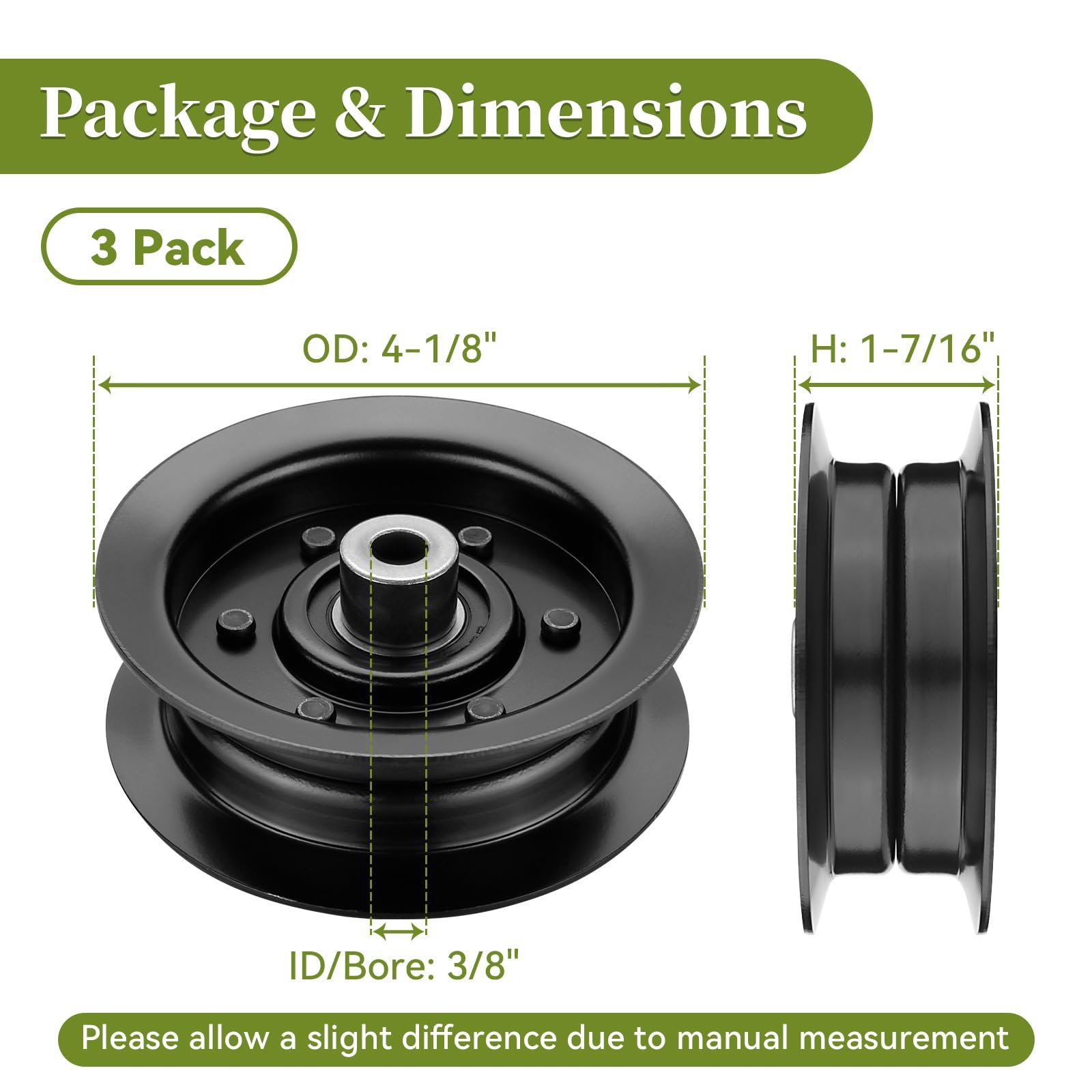 106-2175 Idler Pulley Replacement 132-9420, Flat Idler Pulley Compatible with Toro Timecutter SS5000 SS4235 MX5060 42 50 inch Deck Zero Turn Riding Mower, Replaces Ro tary 12901, 3 Pack - Image 3