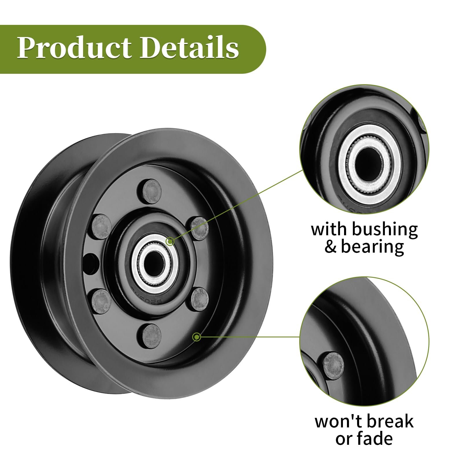 106-2175 Idler Pulley Replacement 132-9420, Flat Idler Pulley Compatible with Toro Timecutter SS5000 SS4235 MX5060 42 50 inch Deck Zero Turn Riding Mower, Replaces Ro tary 12901, 3 Pack - Image 4