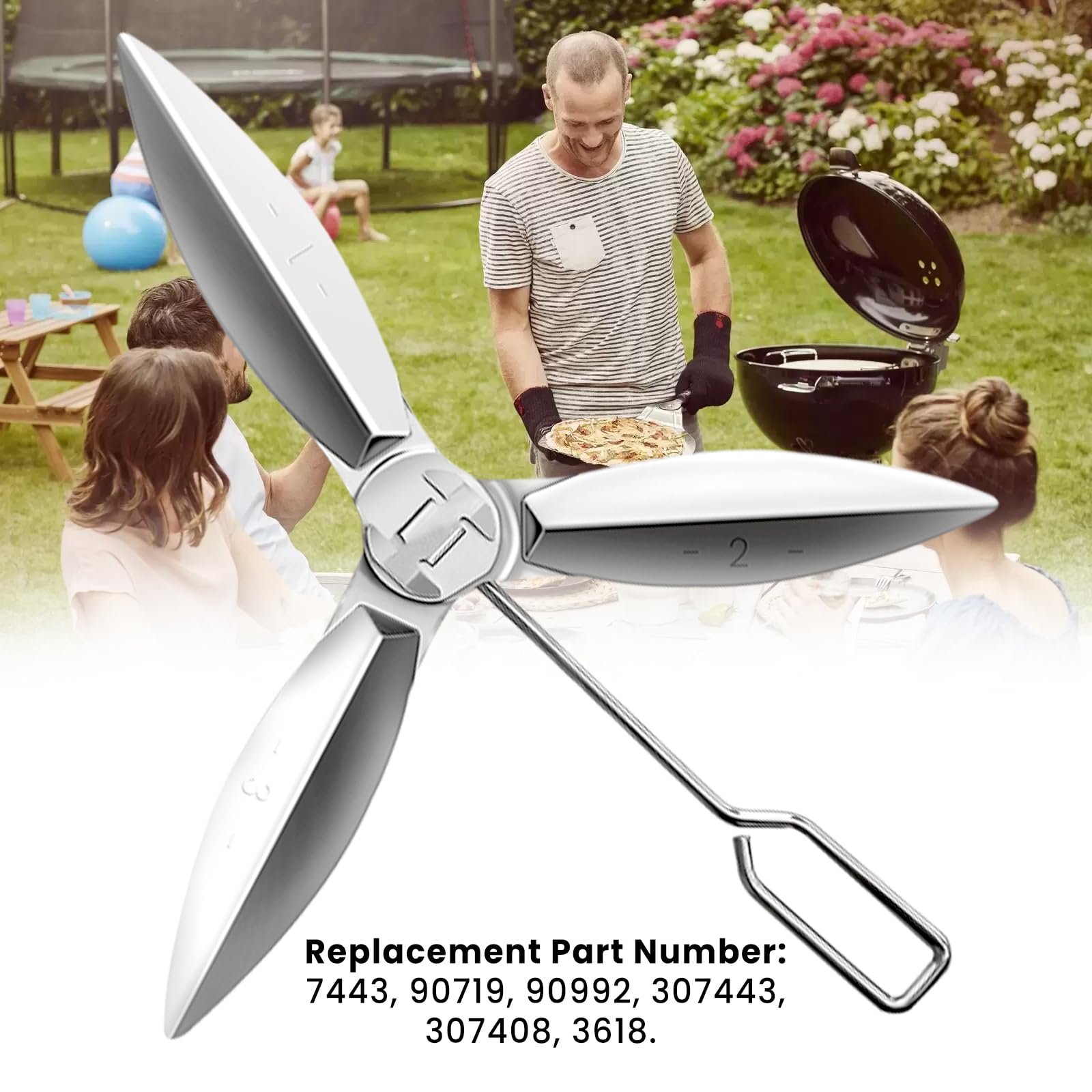 18-1/2 Inch Grill One-Touch Cleaning System Kit Compatible with Weber Kettle Grill 7443 90719 - Grill Parts Replacement for Weber Charcoal Grill 31001, 441001, 441004, 451001, 451004 - Image 6