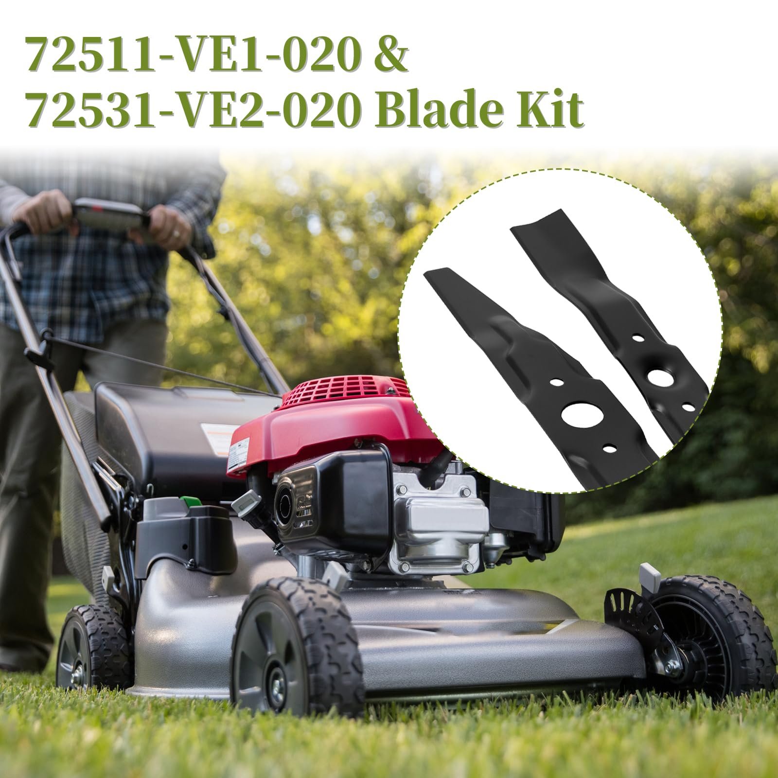 Replacement 72511-VE1-020 & 72531-VE2-020 21" Blade Kit Compatible With Hon da HRB215 HRB216 HRB217 HRM215 HRR216 HRS216 HRT216 Lawn Mower, Mower Blade Set Replace 72511-VE1-010 72531-VE2-010 (2 pack) - Image 7
